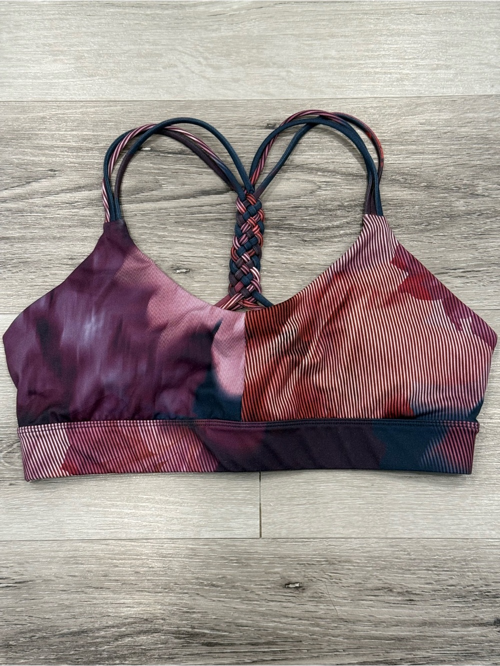 JOYLAB Sports Bra Purple Abstract Floral Design Women’s Medium EUC